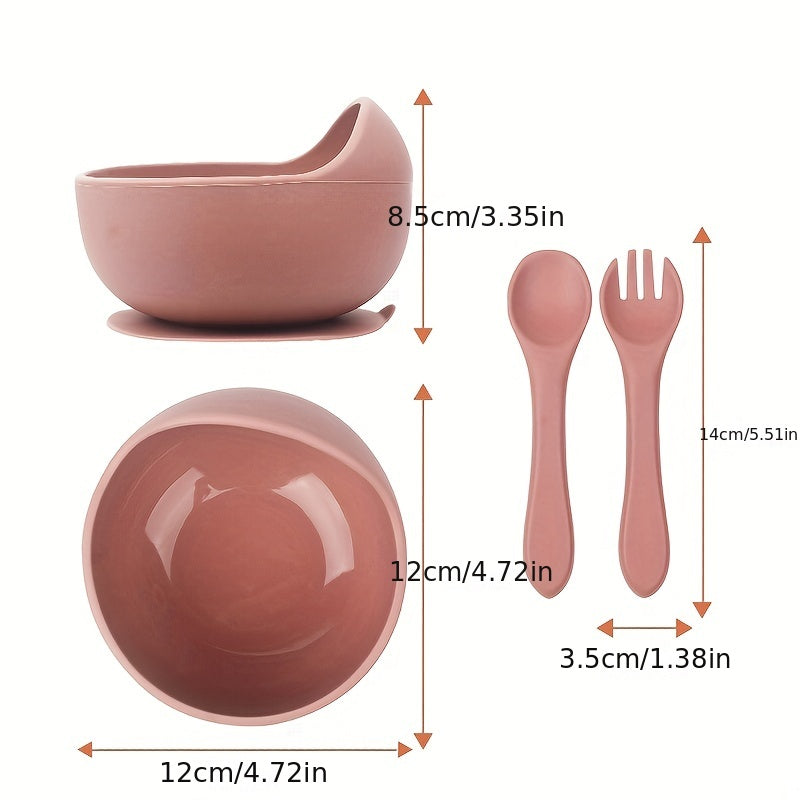 Baby Bowl And Spoon Set Silicone Tableware Children's Bowl With Suction Cup