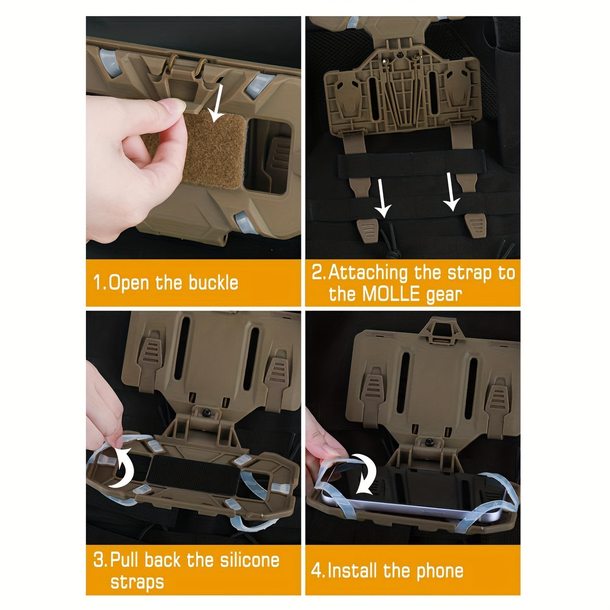 Phone Holder Chest Rig Molle Hands Folded Mount Mobile Phone Plate Carrier Pouch