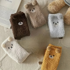 5 Pairs Women's Winter Warm Bear Fluffy Socks Fleece Sock