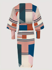 Puff Sleeve Criss Cross V neck Dress