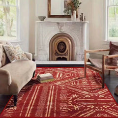 Red Nordic Style Carpet with Tassel for Living Room and Bedroom Decor