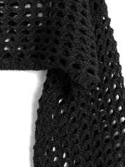 Casual Sweater Women Solid Hollow Bell Sleeve Crop Jumper