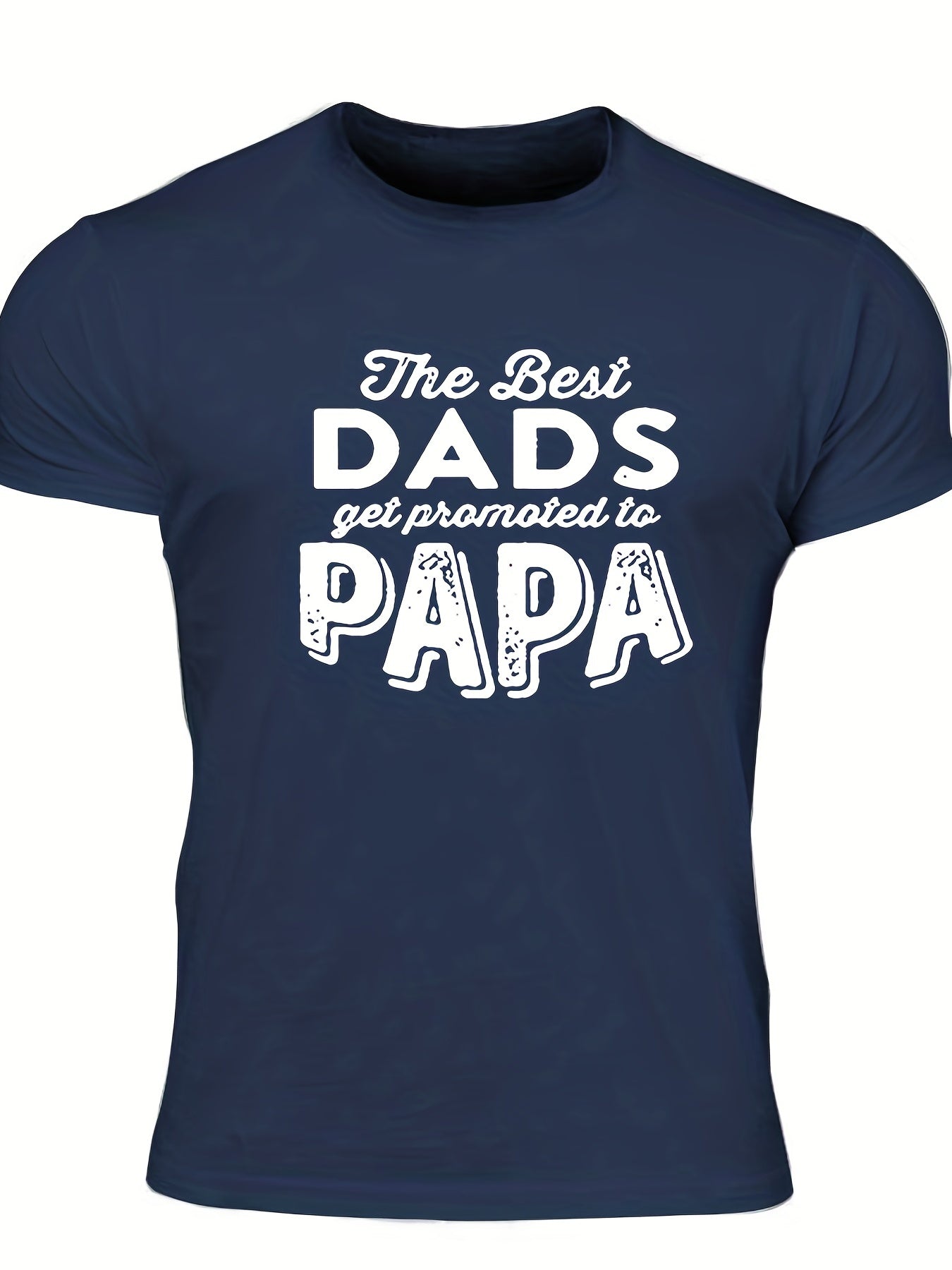Papa Men's Letter Print T-shirt Casual Comfy Crew Neck Tee