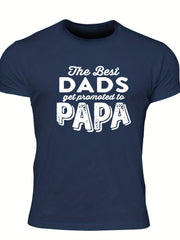 Papa Men's Letter Print T-shirt Casual Comfy Crew Neck Tee