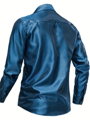 Men's Sexy Style Casual Shirt Turn Down Collar Long Sleeves Clubwear