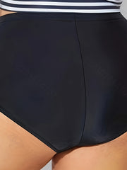 Modest Tankini Set Women's Plus Knot Front Crop Top Swimsuit