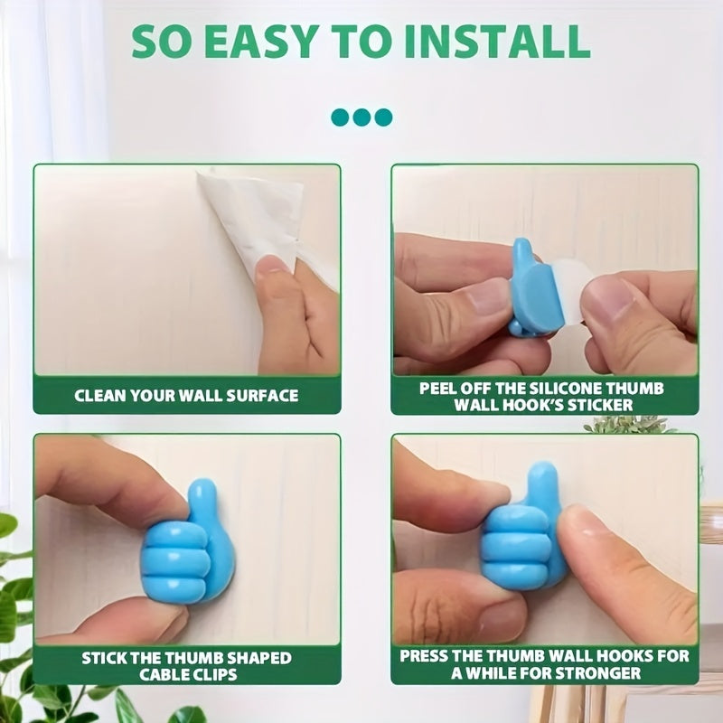 10pcs Hand Shaped Wall Hook For Data Cables - Strong Adhesive