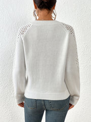 Women's V Neck Cutout Shoulder Sweater