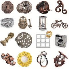 Adult Classic Metal Puzzle 4pcs Set - IQ Brain Teaser Unlock Game