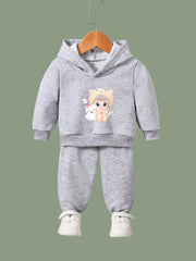 Cartoon Girl Print 2pcs Girls Outfits For Sports Spring Fall Outdoor Gift