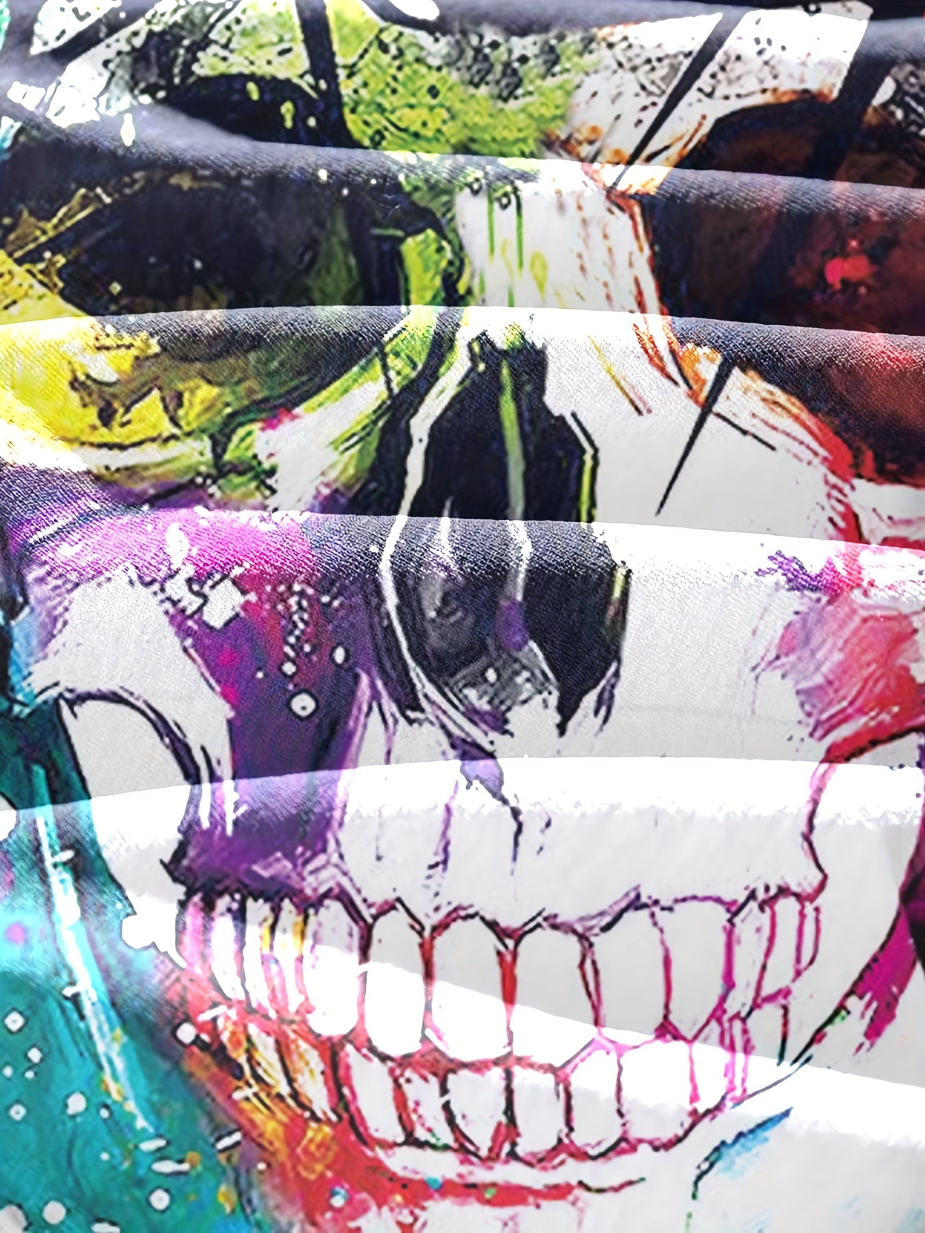 Colorful Skull Print Men's Hoodie Drawstring Pullover