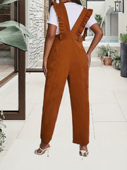 Solid Ruffle Trim Overall Jumpsuit