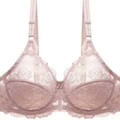Lace Push Up Bra with Bow Tie - Women's Lingerie