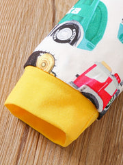 Kid's Car Print Pajama Set Long Sleeve Top & Pants