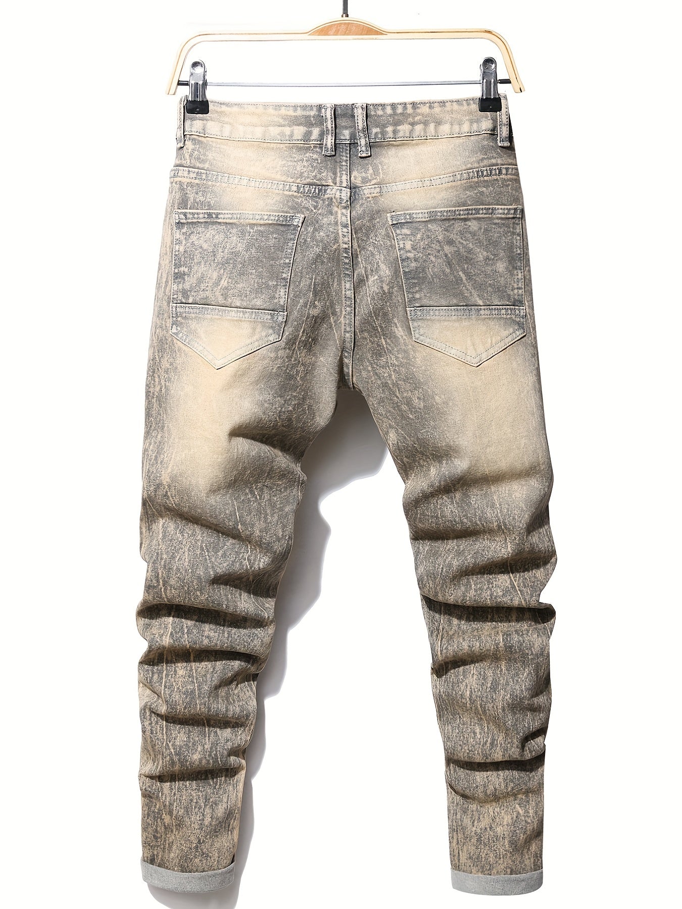 Men's Slim Fit Biker Jeans Distressed Stretch Denim Pants
