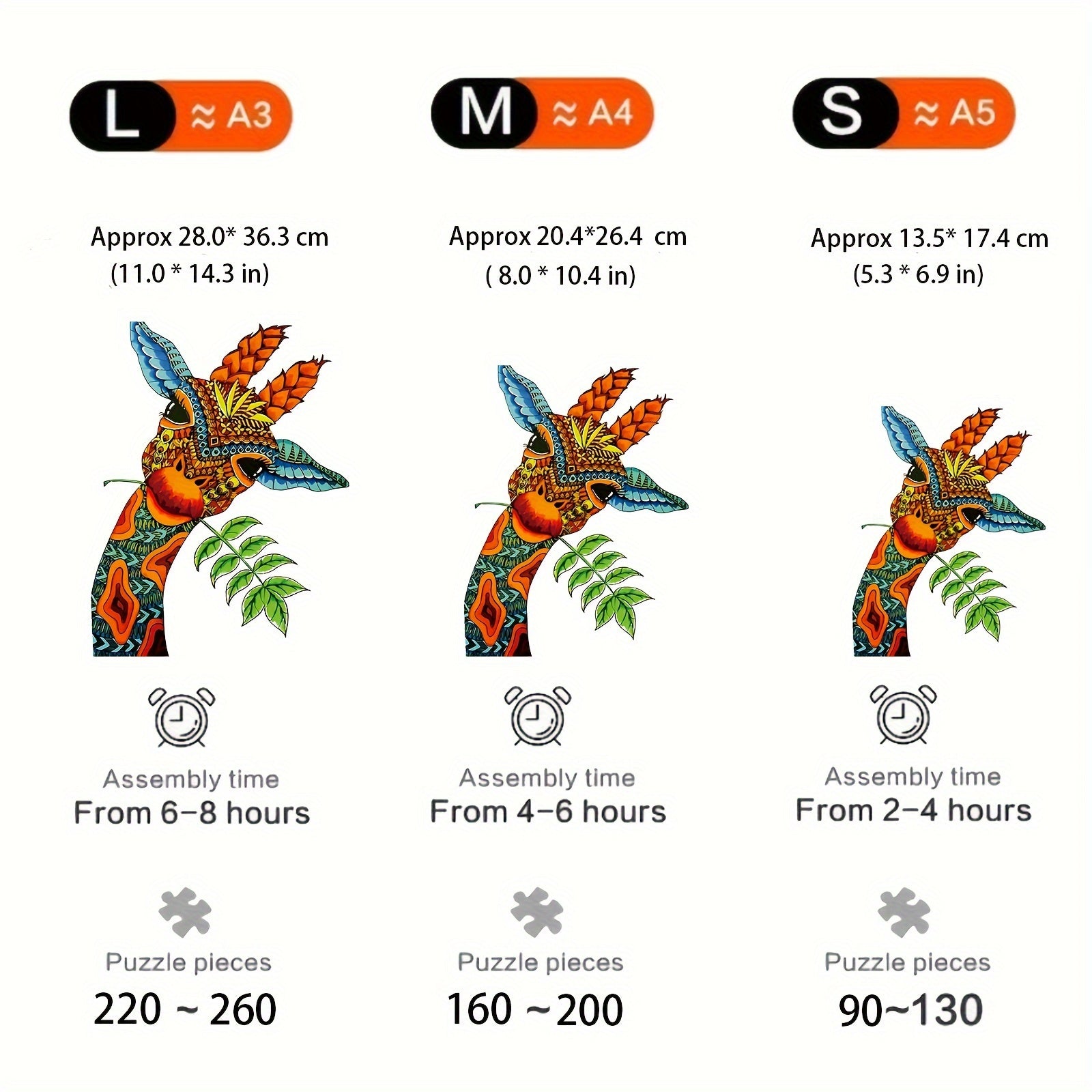 Giraffe Wooden Puzzle Adult Decompression Toy Unique Animal Shape