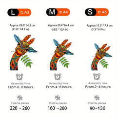 Giraffe Wooden Puzzle Adult Decompression Toy Unique Animal Shape