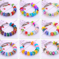 30 PCS Large Hole Glass Beads Mixed Spacer Beads With Rhinestones