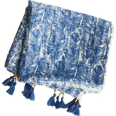 Boho Tassel Scarf Floral Print Linen Shawl Windproof Head Wrap