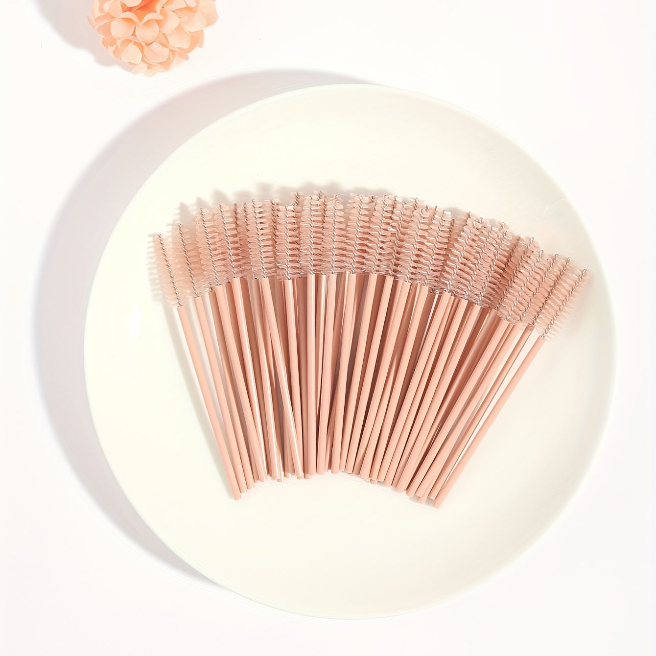 50pcs Khaki Eyelash Brushes for Eye Lash and Eyebrow Application