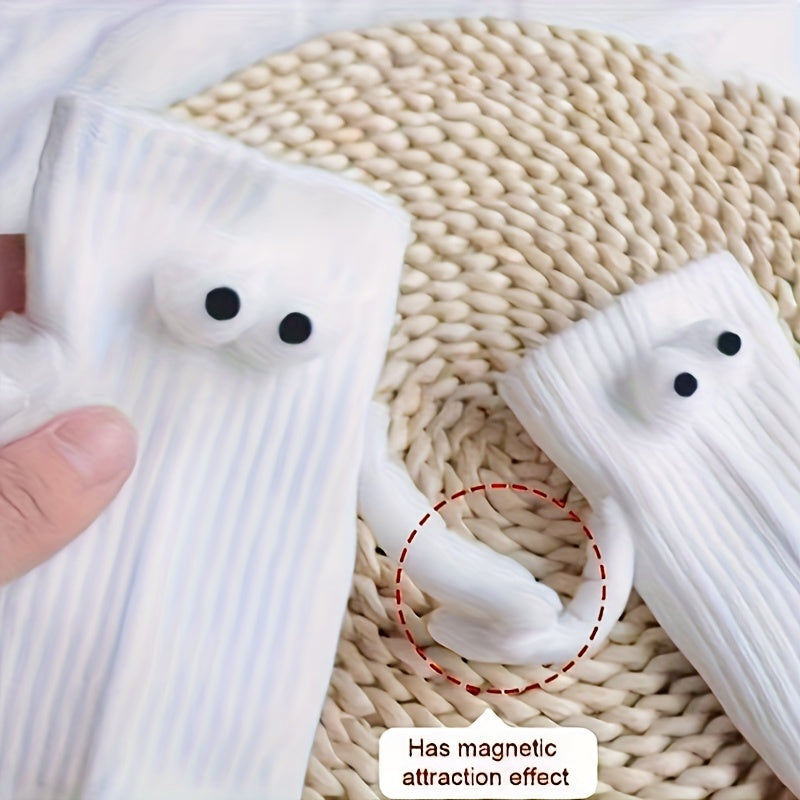 2 Pairs Women's Hand In Hand & Funny Mid Tube Socks