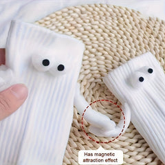 2 Pairs Women's Hand In Hand & Funny Mid Tube Socks