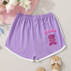Girls Crystal Bear Graphic Sports Track Pants