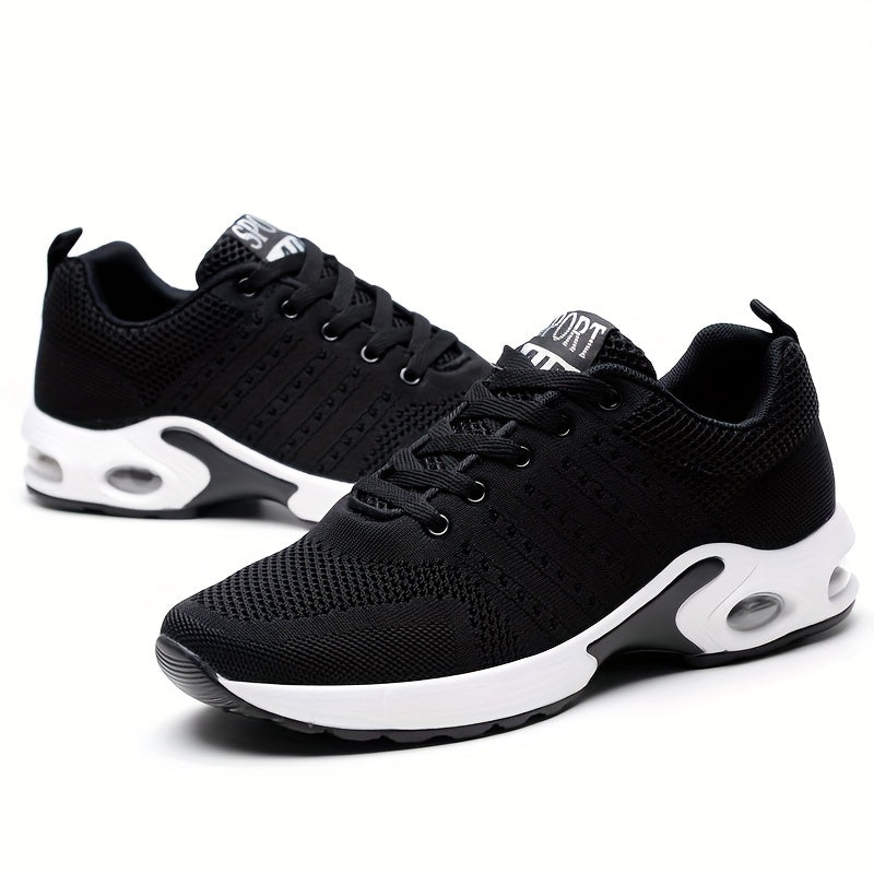 Men's Knit Air Cushioned Lace Up Casual Shoes Lightweight Sneaker