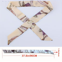 Women Thin Silk Scarf Long Hair Strip Headband Neck...