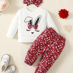 Cartoon Graphic Baby Girls Sweatshirt & Pants Set