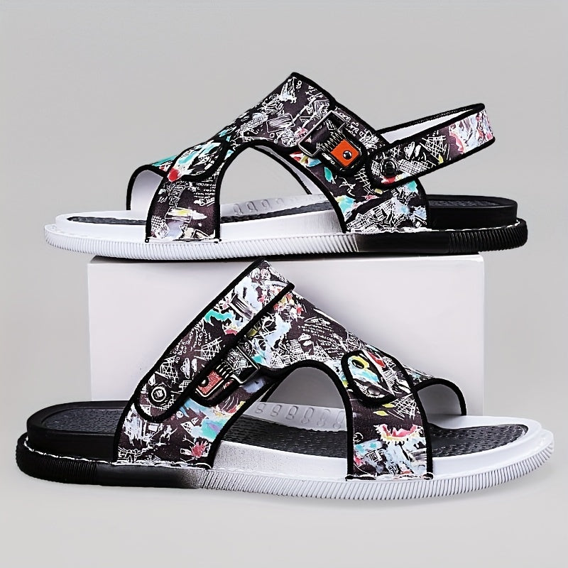 Men's Graphic Print Non Slip Sandals Quick Drying Comfy Slides
