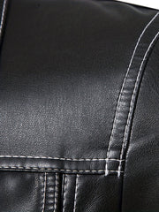 Vintage Style PU Biker Jacket Men's Zip Up Faux Leather Jacket