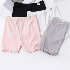 4pcs Girl's Ribbed Leggings Solid Underwear Breathable Comfy Underpants