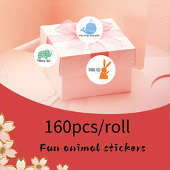 160pcs Animal Thank You Stickers Turtle Bunny Patterns Children's Reward