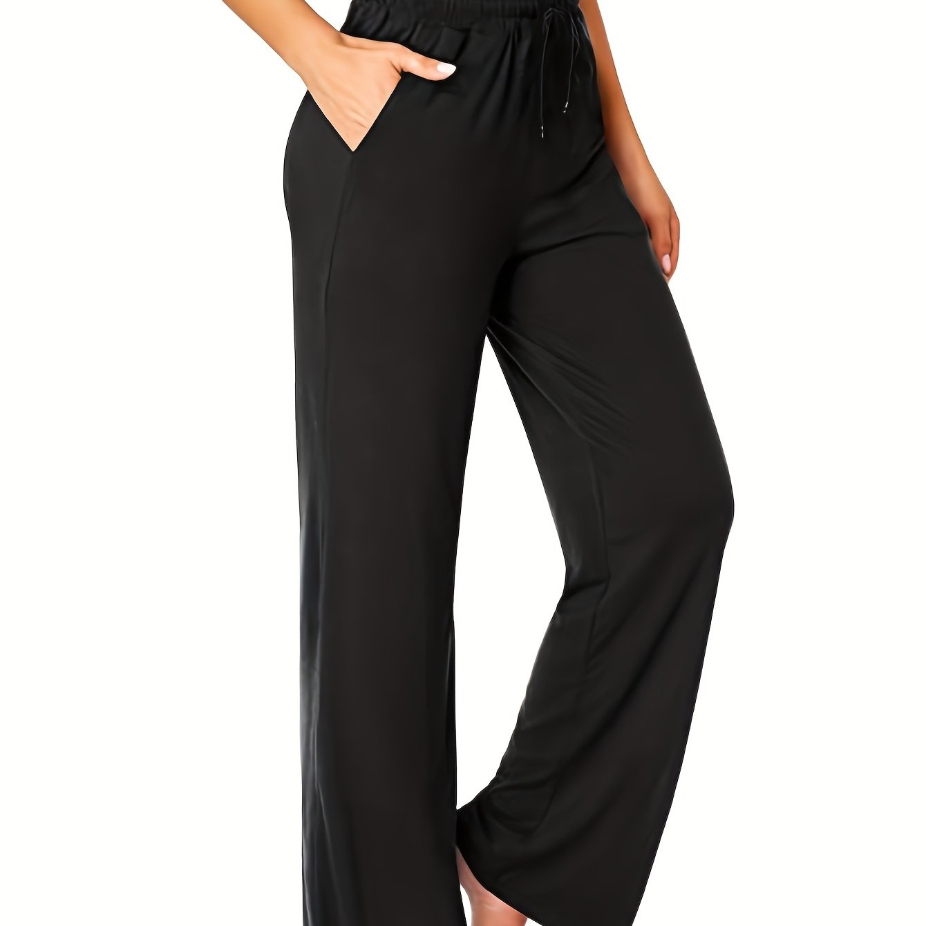 Elastic Waist Yoga Pants Loose Fit High Stretch Sporty Pants