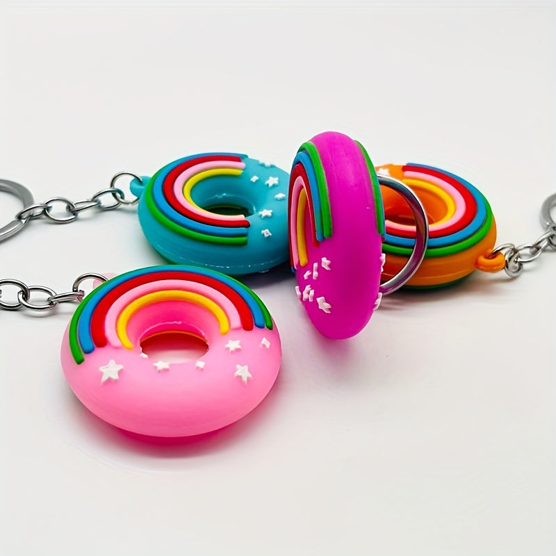 Rainbow Donut Keychain Cartoon Charm Bag/Purse Pendant Birthday Gift
