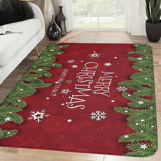 MERRY CHRISTMAS Kitchen Rug Flannel Living Room Carpet Mat