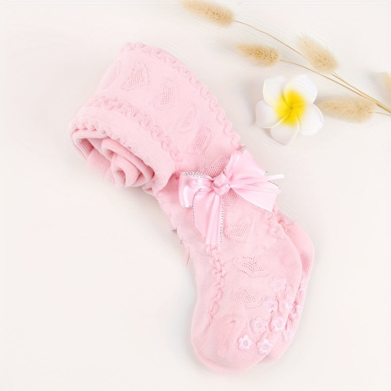 Girl's Non-slip Pantyhose with Bow Decoration