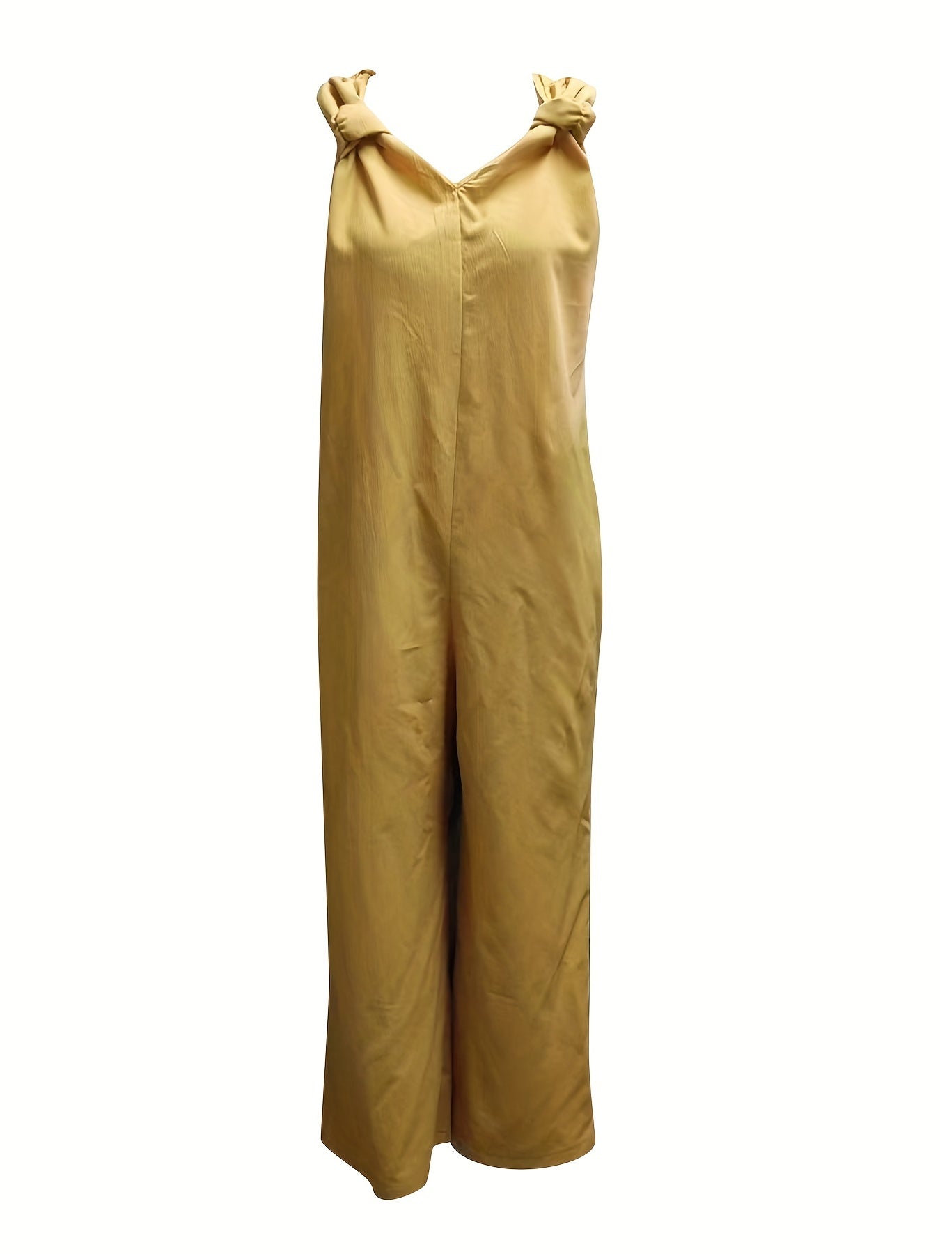 Sleeveless V Neck Jumpsuit Wide Leg