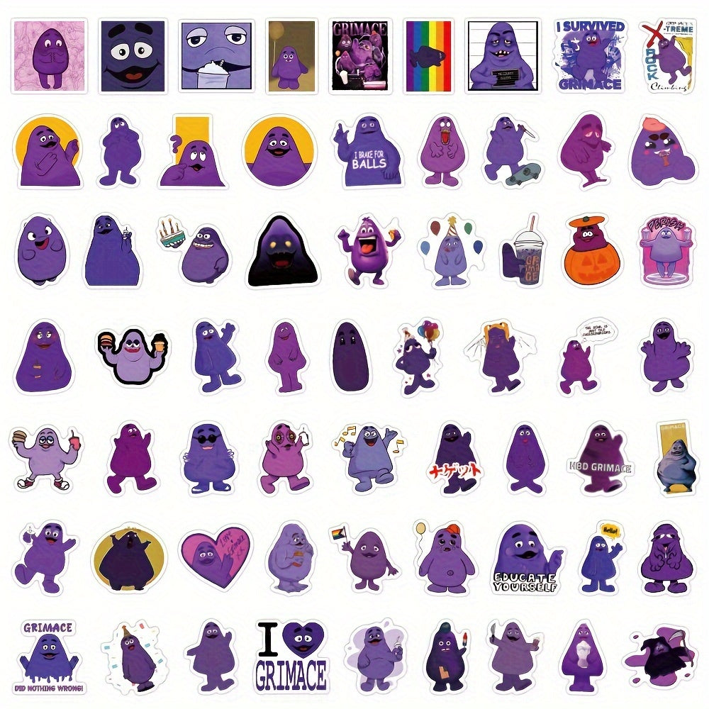 60pcs Grimace Ghost Face Vinyl Stickers for Water Bottles Laptop