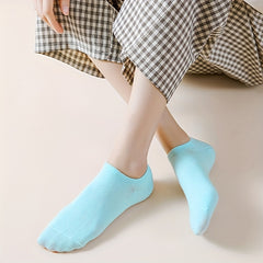 6 Pairs Women's Soft Lightweight Ankle Socks Solid Color Low Cut Stockings