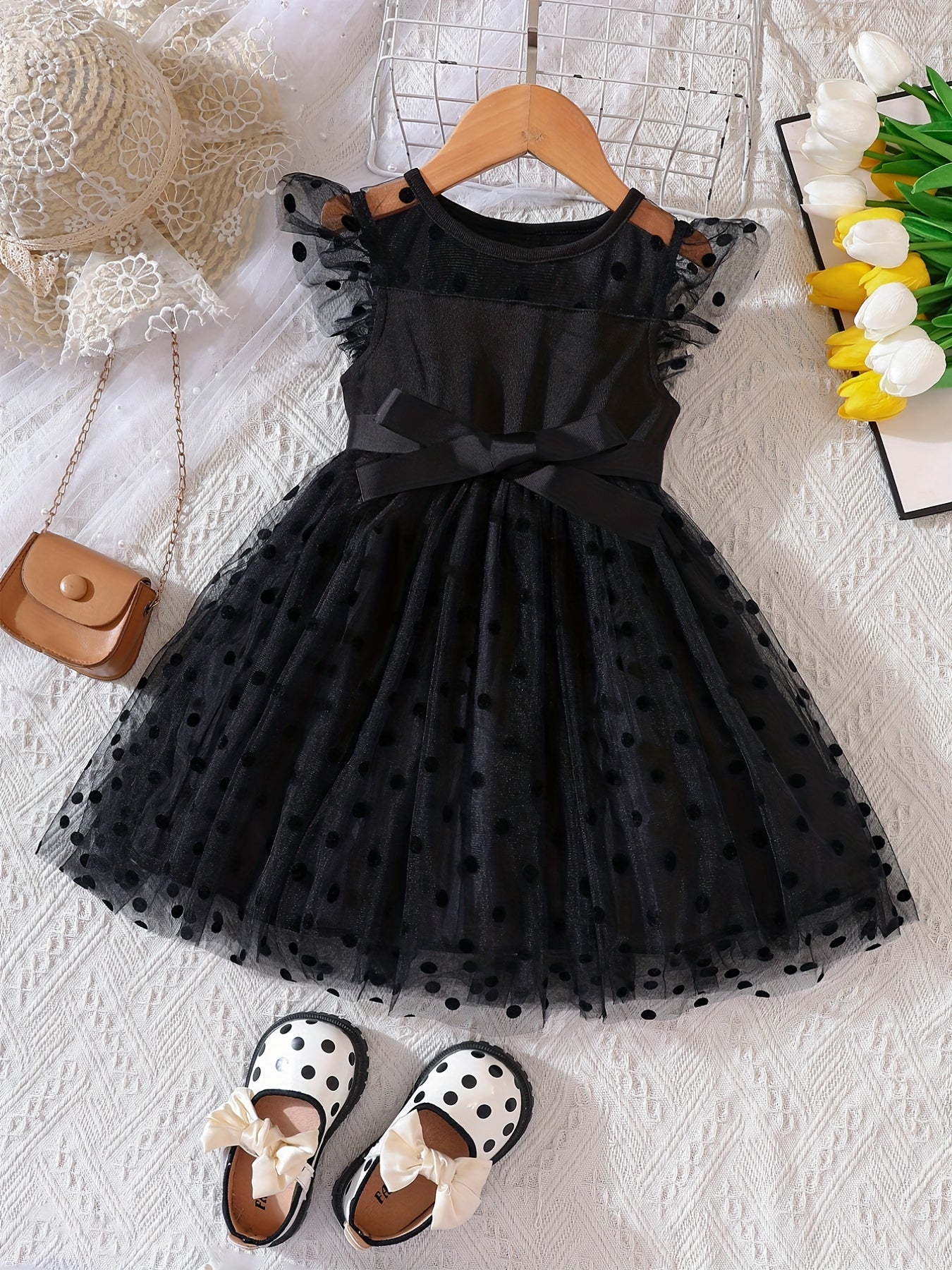 Toddler Girls Polka Dot Tutu Princess Dress Stitching Tulle Dress