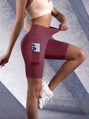 Pink High Waist Biker Shorts for Yoga and Sports