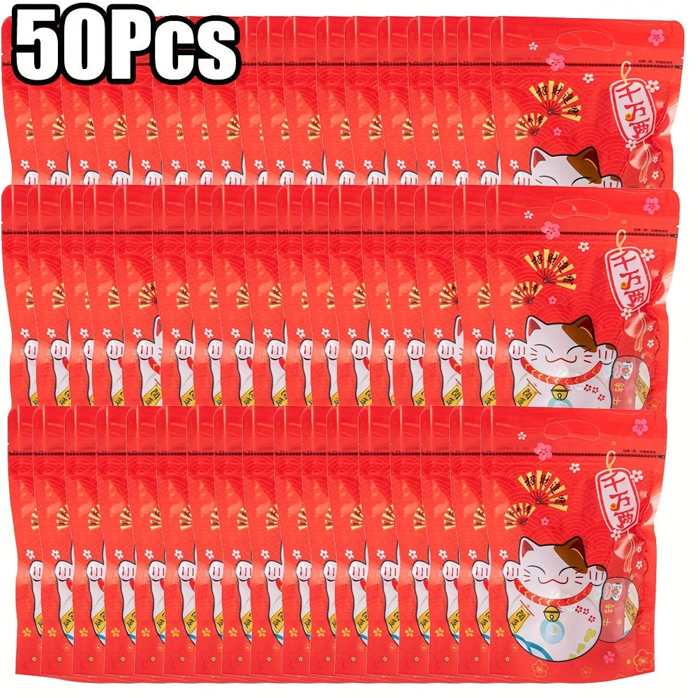 50pcs Year Gift Bags Year Stand Up Pouch Bags Candy Cookie Zip Lock Pouches