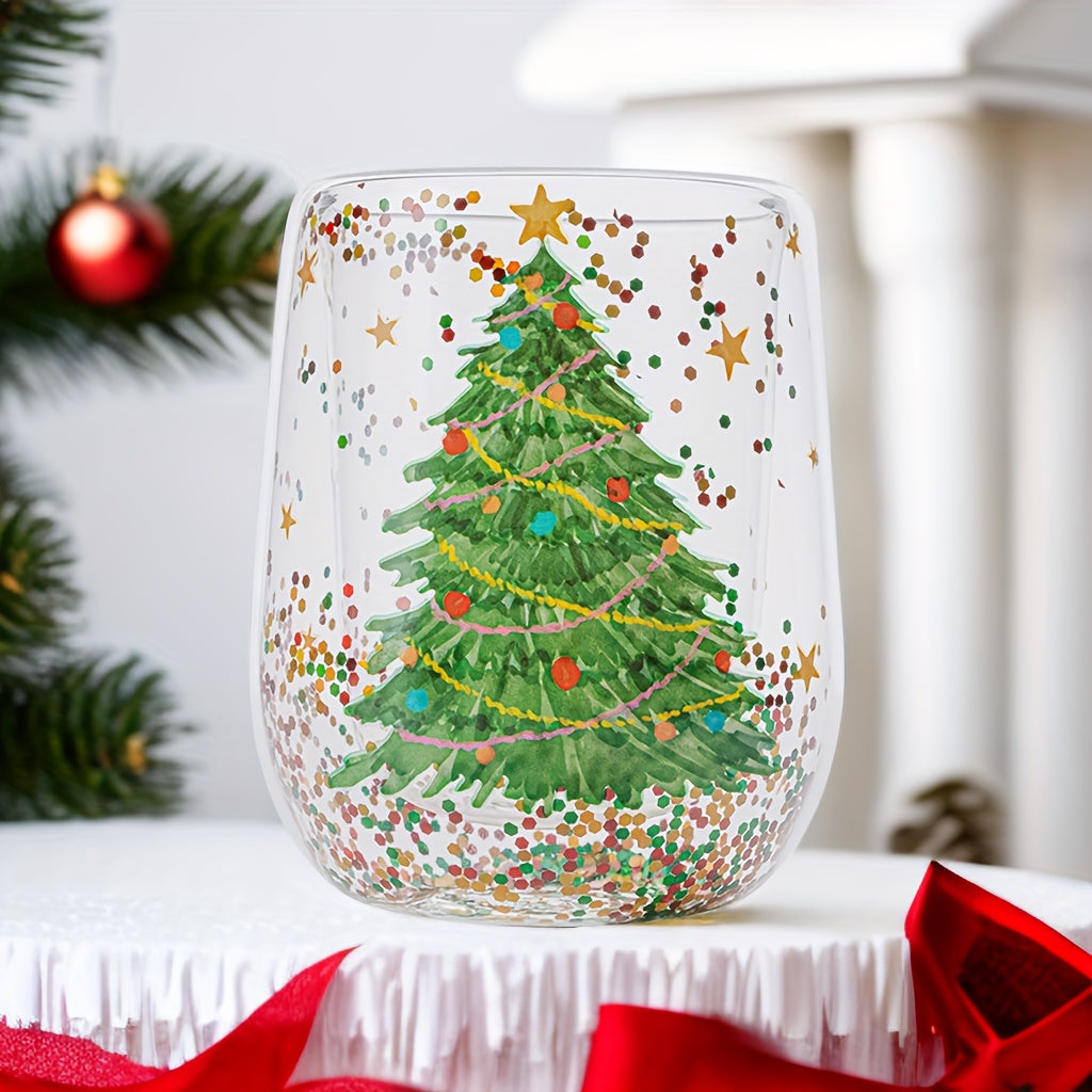 Glass Christmas Tree Water Cup Flowing Sequin Cartoon Water Cup