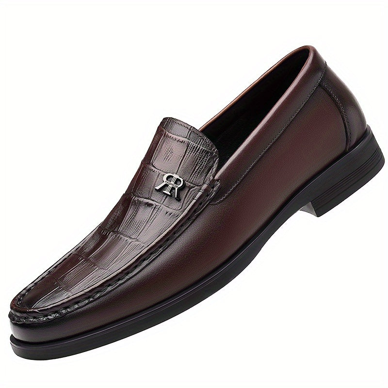 Men's Textured Loafer Shoes Non slip Slip On Dress Shoes