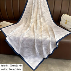 Square Scarf Geometric Pattern Shawl Women Head Wrap Bandana Windproof Kerchief