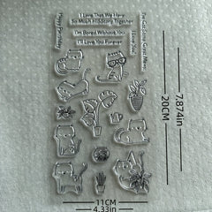 Animal Stamp Cat Background Birthday Card Silicone Stamp DIY Scrapbooking
