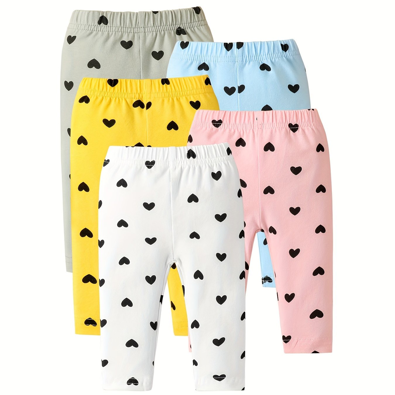 5pcs Toddler Baby Leggings Elastic Waist Pants Set