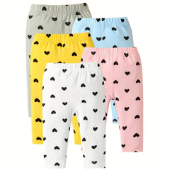 5pcs Toddler Baby Leggings Elastic Waist Pants Set
